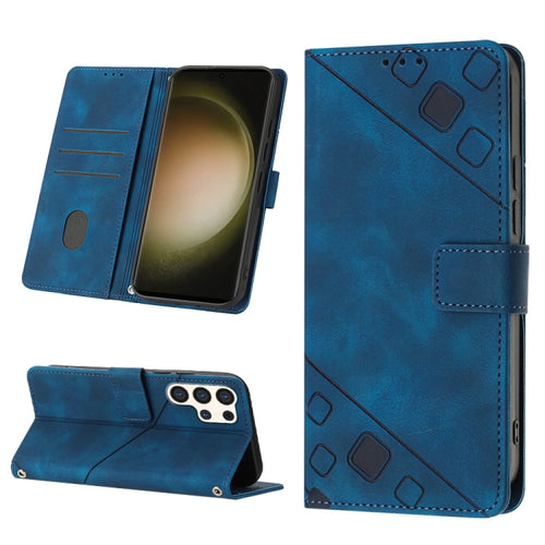 For Samsung Galaxy S24 Ultra 5G Skin-feel Embossed Leather Phone Case(Blue) - HoMEdemic™ 