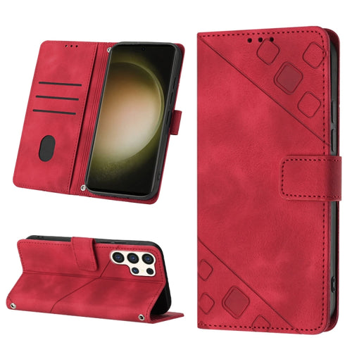 For Samsung Galaxy S24 Ultra 5G Skin-feel Embossed Leather Phone Case(Red) - HoMEdemic™ 