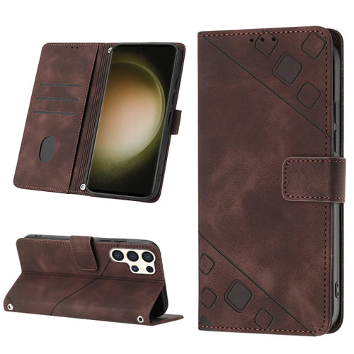 For Samsung Galaxy S24 Ultra 5G Skin-feel Embossed Leather Phone Case(Brown) - HoMEdemic™ 