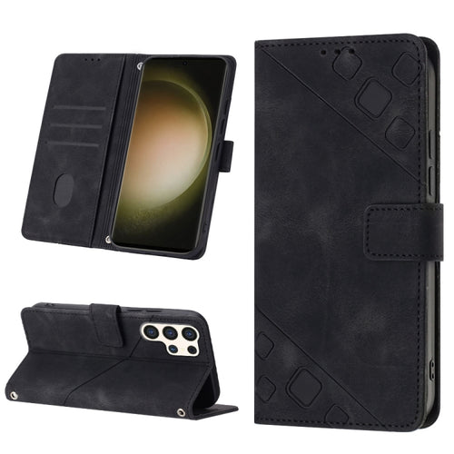 For Samsung Galaxy S24 Ultra 5G Skin-feel Embossed Leather Phone Case(Black) - HoMEdemic™ 