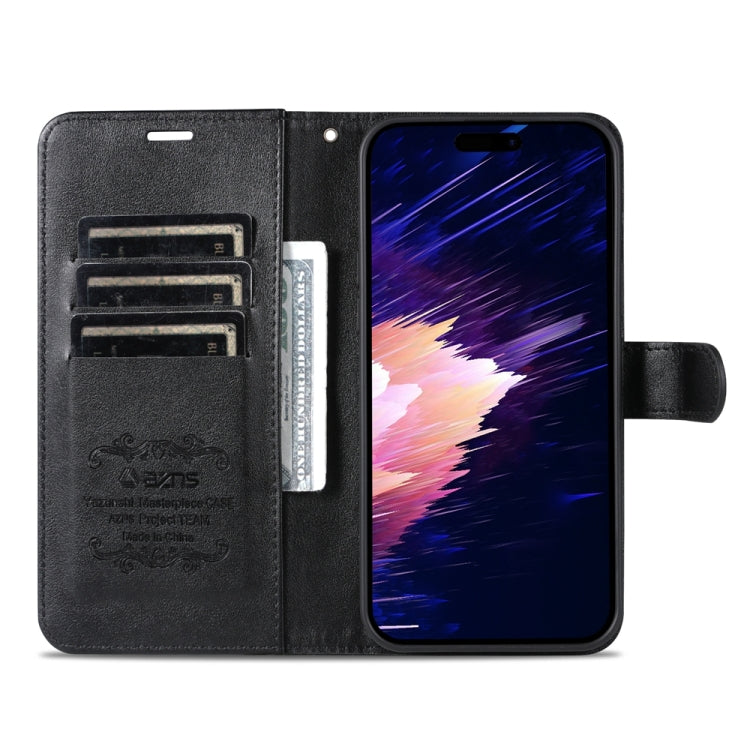 For iPhone 15 AZNS Sheepskin Texture Flip Leather Phone Case(Black) - HoMEdemic™ 