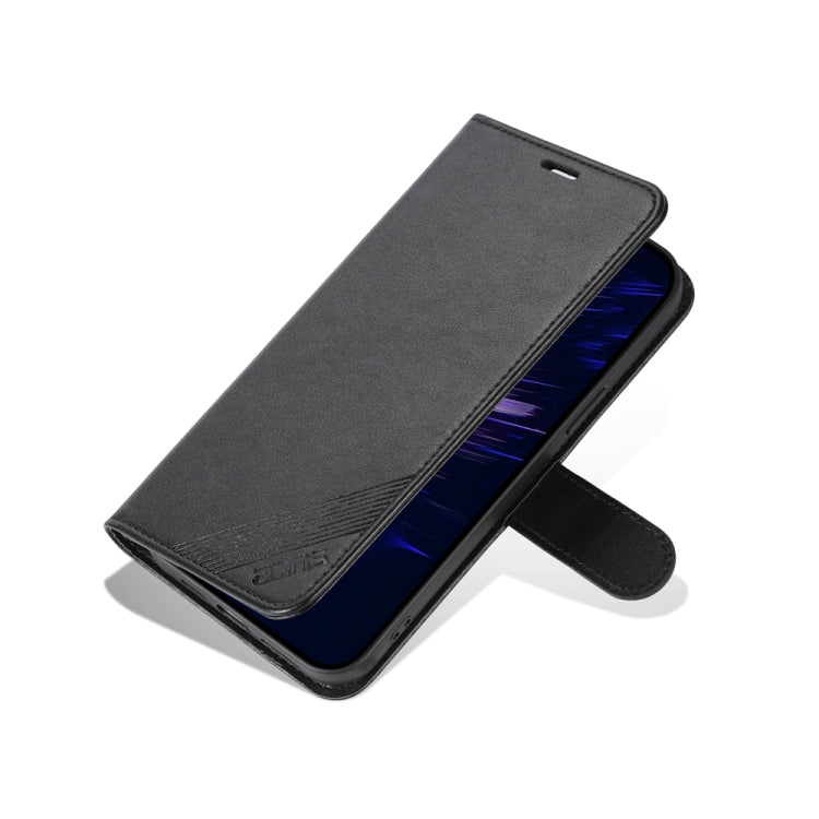 For iPhone 15 AZNS Sheepskin Texture Flip Leather Phone Case(Black) - HoMEdemic™ 