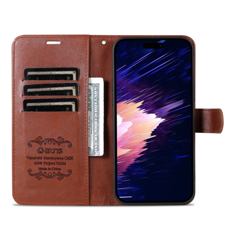 For iPhone 15 Plus AZNS Sheepskin Texture Flip Leather Phone Case(Brown) - HoMEdemic™ 