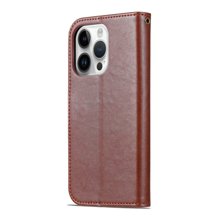 For iPhone 15 Pro AZNS Sheepskin Texture Flip Leather Phone Case(Brown) - HoMEdemic™ 