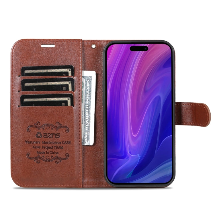 For iPhone 15 Pro AZNS Sheepskin Texture Flip Leather Phone Case(Brown) - HoMEdemic™ 