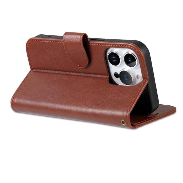 For iPhone 15 Pro AZNS Sheepskin Texture Flip Leather Phone Case(Brown) - HoMEdemic™ 