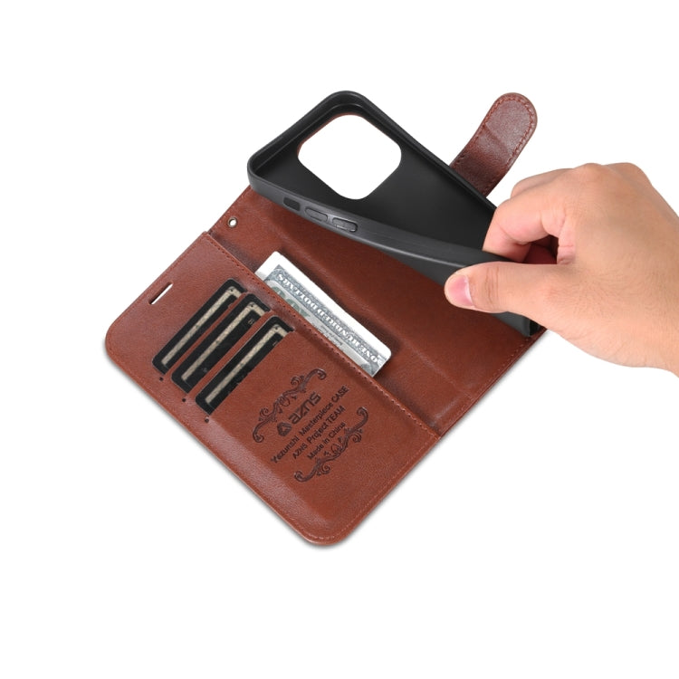 For iPhone 15 Pro AZNS Sheepskin Texture Flip Leather Phone Case(Brown) - HoMEdemic™ 