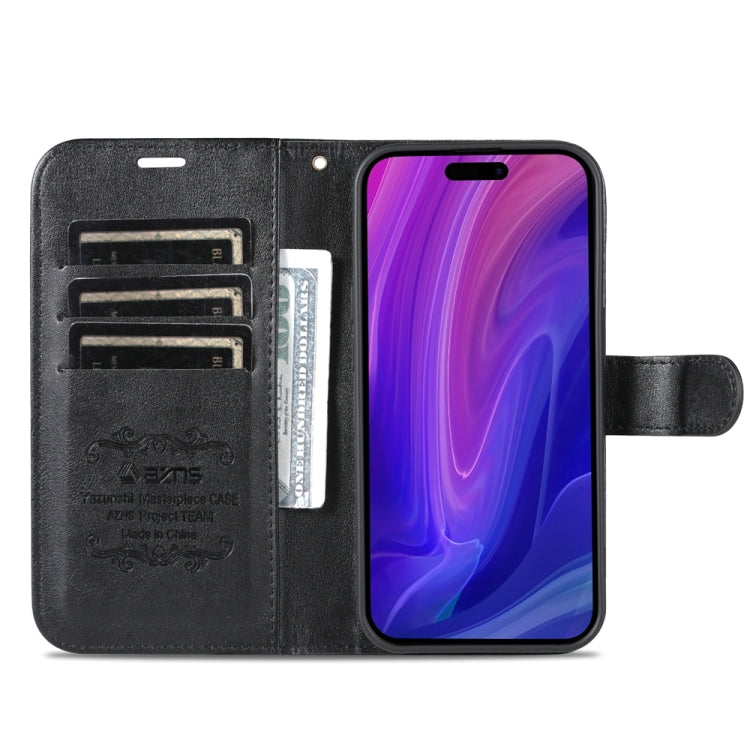 For iPhone 15 Pro Max AZNS Sheepskin Texture Flip Leather Phone Case(Black) - HoMEdemic™ 