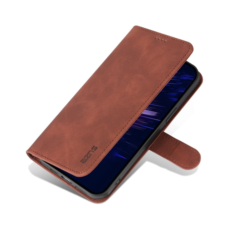 For iPhone 15 AZNS Skin Feel Calf Texture Flip Leather Phone Case(Brown) - HoMEdemic™ 