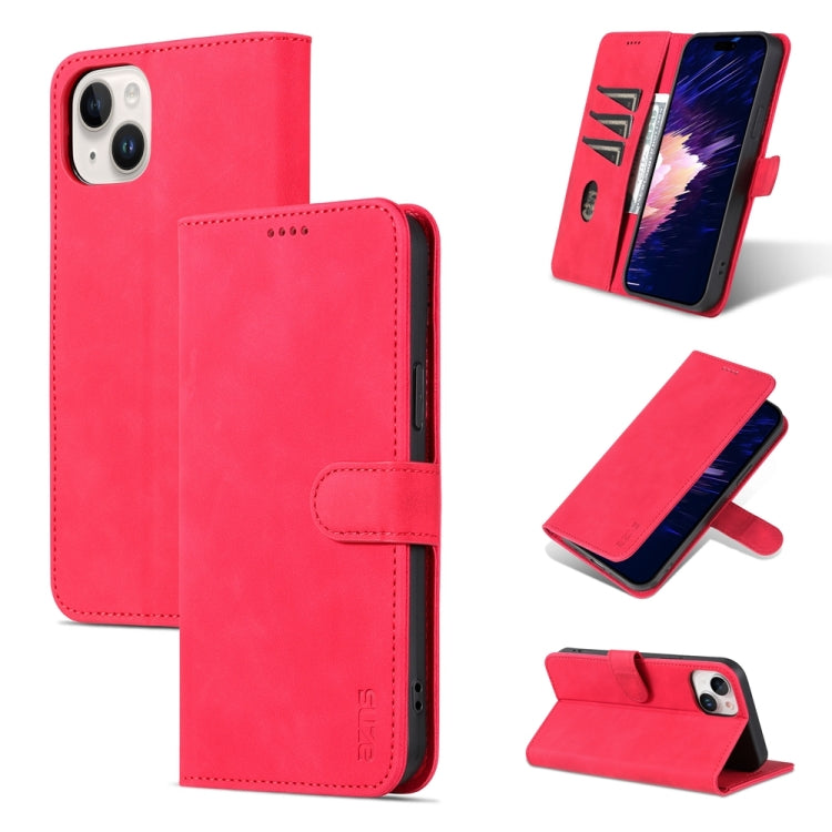 For iPhone 15 AZNS Skin Feel Calf Texture Flip Leather Phone Case(Red) - HoMEdemic™ 