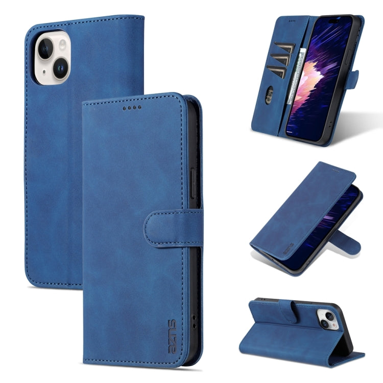 For iPhone 15 AZNS Skin Feel Calf Texture Flip Leather Phone Case(Blue) - HoMEdemic™ 