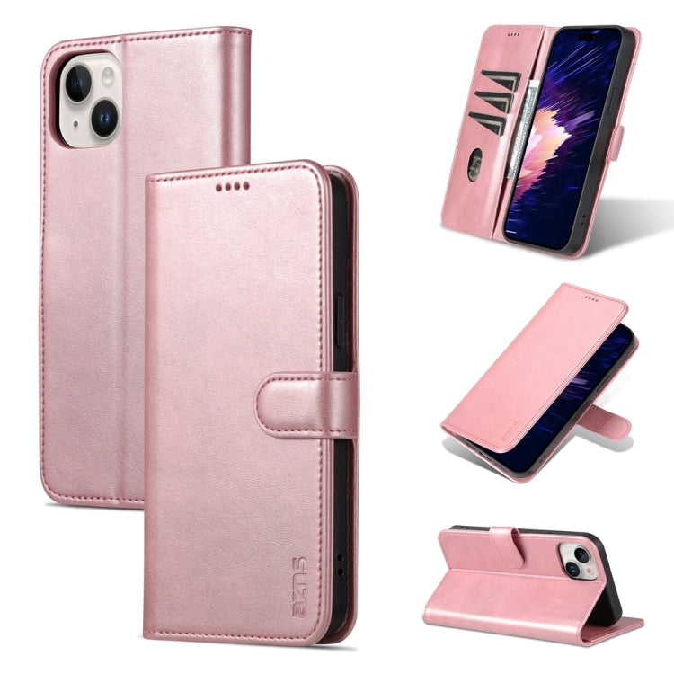 For iPhone 15 AZNS Skin Feel Calf Texture Flip Leather Phone Case(Rose Gold) - HoMEdemic™ 