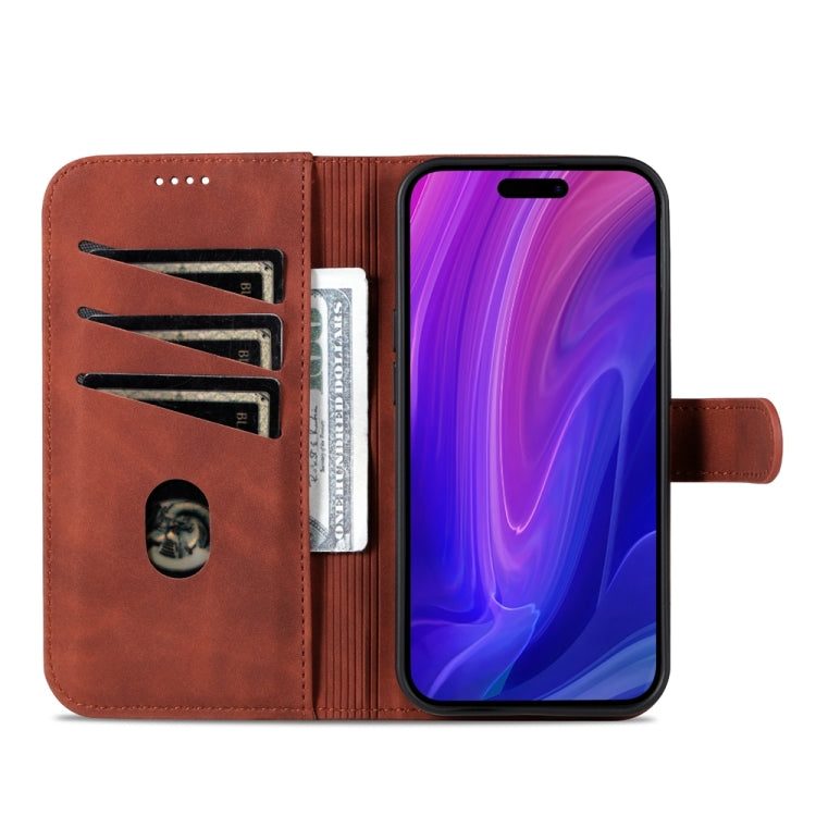 For iPhone 15 Pro Max AZNS Skin Feel Calf Texture Flip Leather Phone Case(Brown) - HoMEdemic™ 