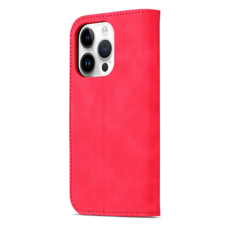 For iPhone 15 Pro Max AZNS Skin Feel Calf Texture Flip Leather Phone Case(Red) - HoMEdemic™ 