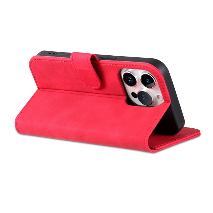 For iPhone 15 Pro Max AZNS Skin Feel Calf Texture Flip Leather Phone Case(Red) - HoMEdemic™ 