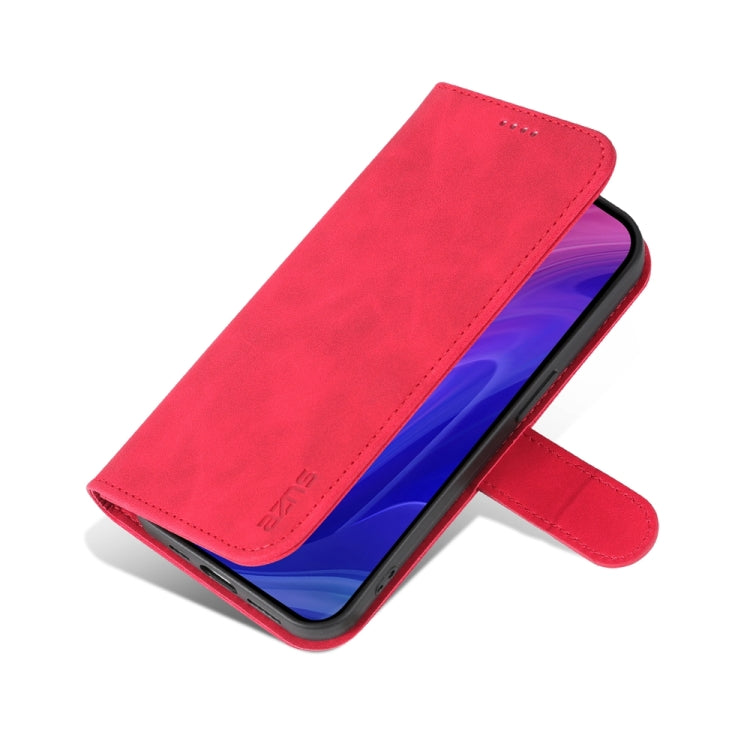 For iPhone 15 Pro Max AZNS Skin Feel Calf Texture Flip Leather Phone Case(Red) - HoMEdemic™ 
