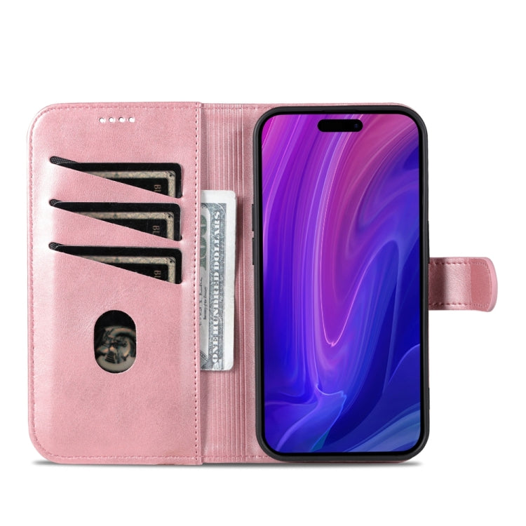 For iPhone 15 Pro Max AZNS Skin Feel Calf Texture Flip Leather Phone Case(Rose Gold) - HoMEdemic™ 