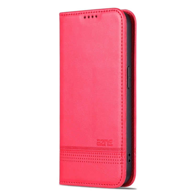 For iPhone 15 Pro Max AZNS Magnetic Calf Texture Flip Leather Phone Case(Red) - HoMEdemic™ 