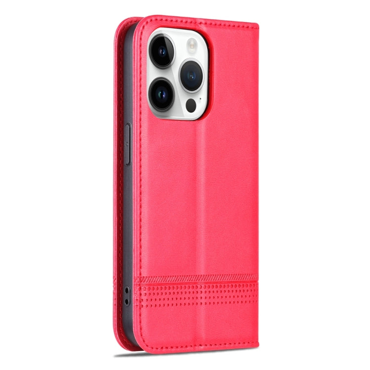 For iPhone 15 Pro Max AZNS Magnetic Calf Texture Flip Leather Phone Case(Red) - HoMEdemic™ 