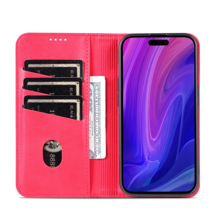 For iPhone 15 Pro Max AZNS Magnetic Calf Texture Flip Leather Phone Case(Red) - HoMEdemic™ 