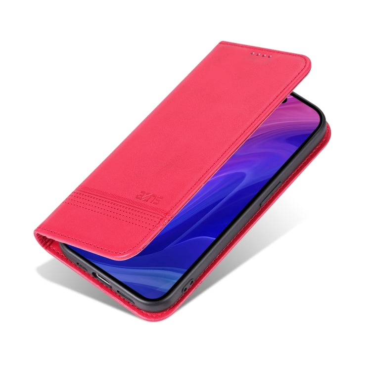 For iPhone 15 Pro Max AZNS Magnetic Calf Texture Flip Leather Phone Case(Red) - HoMEdemic™ 