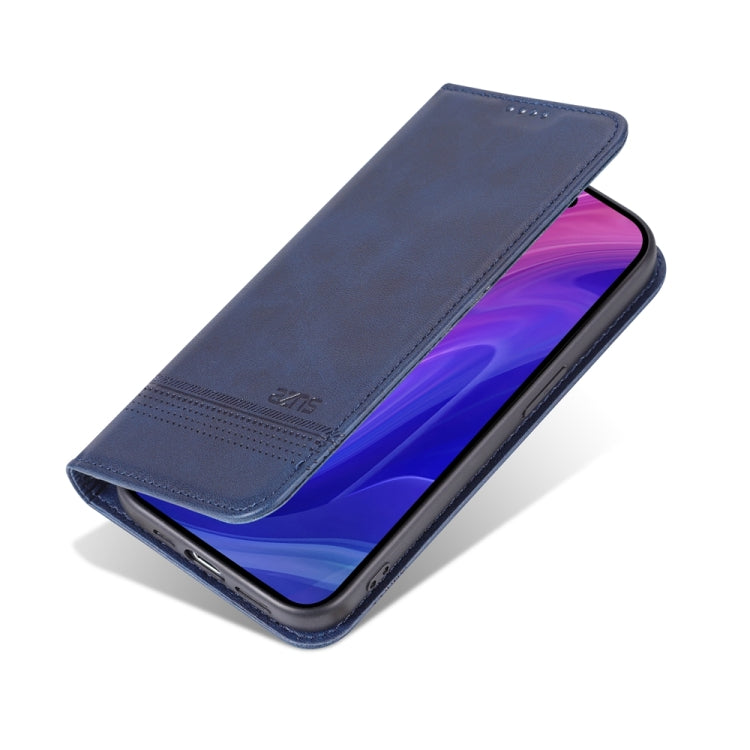 For iPhone 15 Pro AZNS Magnetic Calf Texture Flip Leather Phone Case(Dark Blue) - HoMEdemic™ 