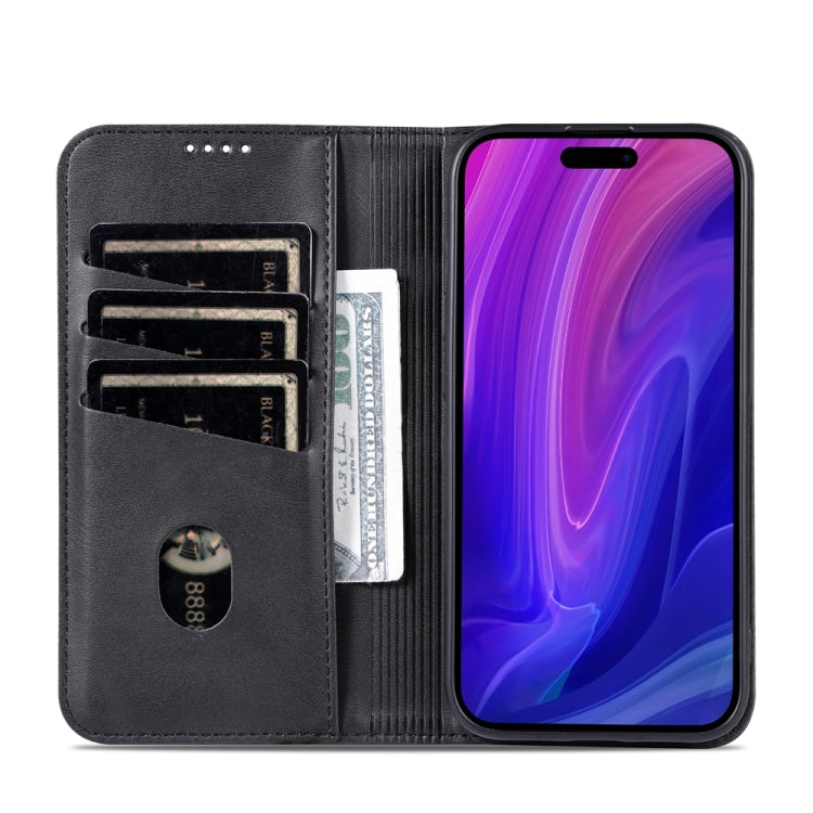 For iPhone 15 Pro AZNS Magnetic Calf Texture Flip Leather Phone Case(Black) - HoMEdemic™ 