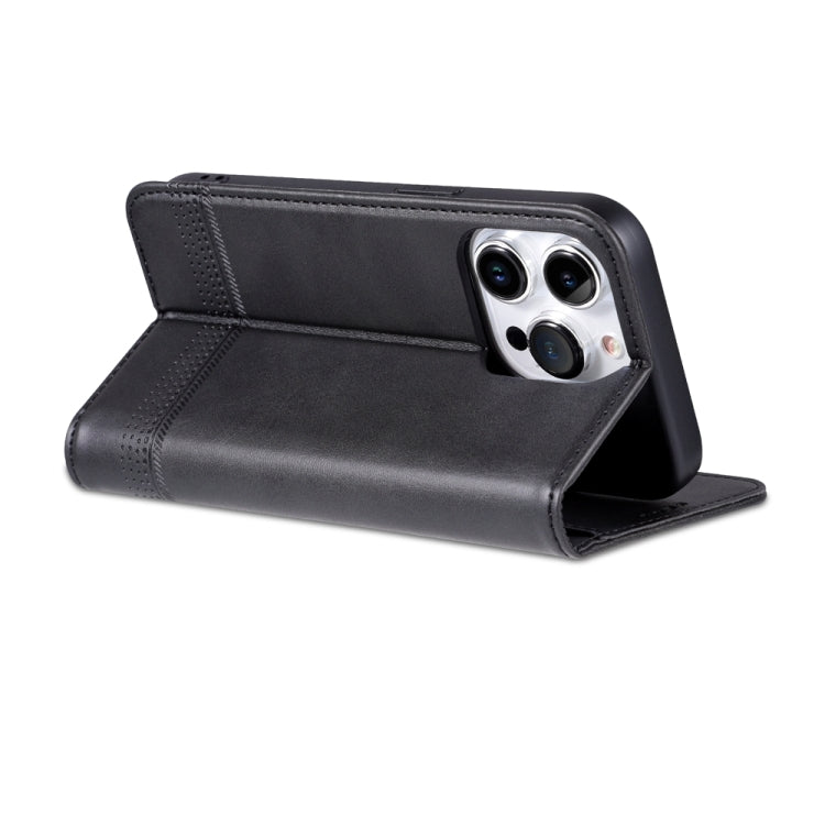 For iPhone 15 Pro AZNS Magnetic Calf Texture Flip Leather Phone Case(Black) - HoMEdemic™ 