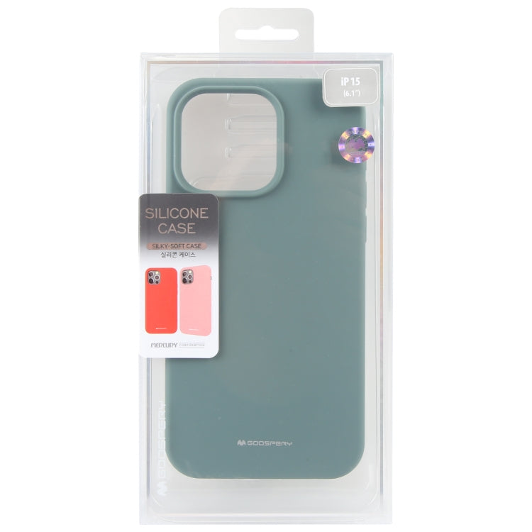For iPhone 15 GOOSPERY SILICONE Silky Soft TPU Phone Case(Light Green) - HoMEdemic™ 
