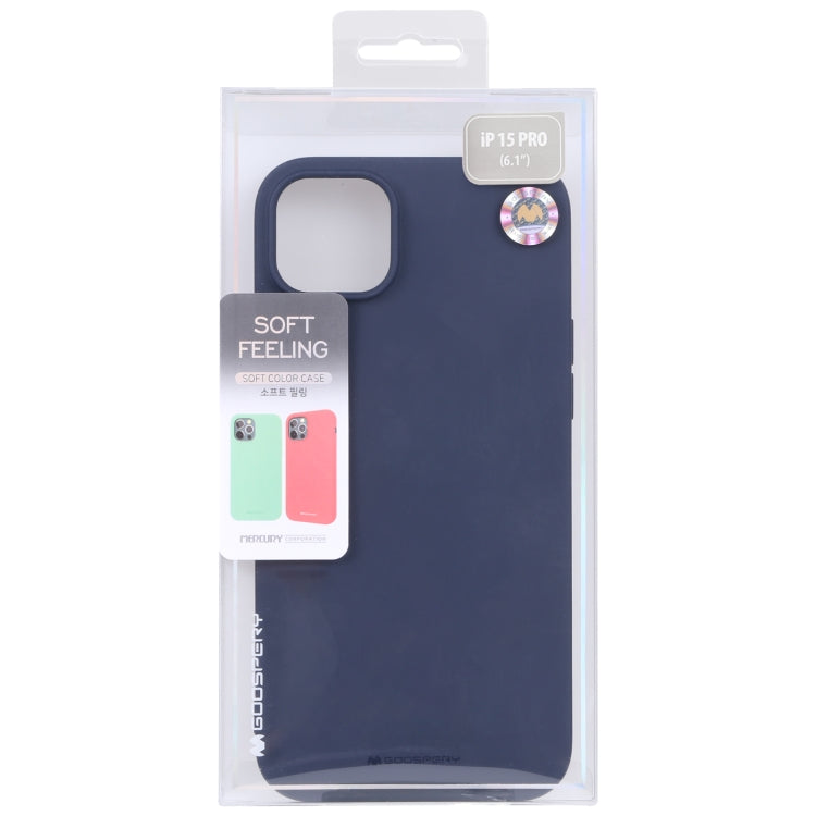 For iPhone 15 Pro Max GOOSPERY SOFT FEELING Liquid TPU Soft Phone Case(Dark Blue) - HoMEdemic™ 