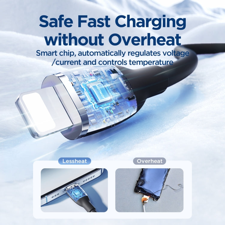 JOYROOM SA29-AL3 3A USB to 8 Pin Liquid Silicone Fast Charging Data Cable, Length: 1.2m(Black) - HoMEdemic™ 