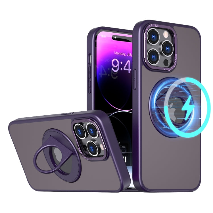 For iPhone 15 Pro Max Rotating Ring Magnetic Holder Phone Case(Purple) - HoMEdemic™ 