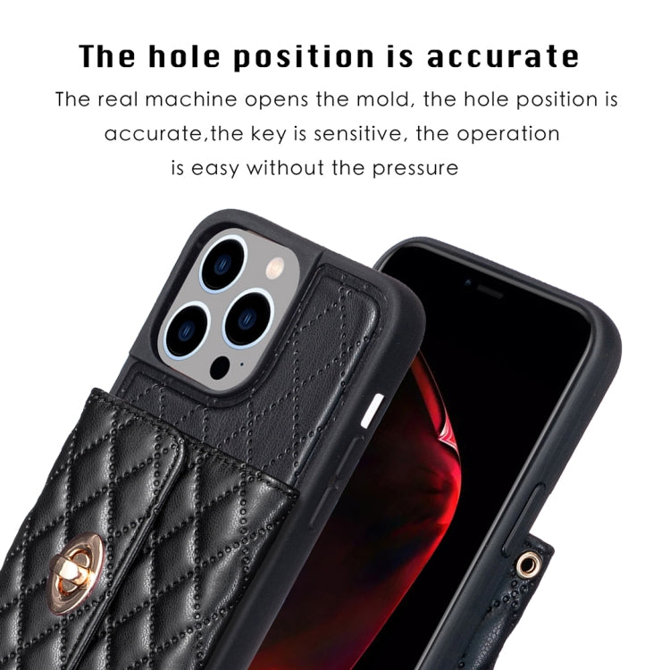 For iPhone 15 Pro Horizontal Wallet Rhombic Leather Phone Case(Black) - HoMEdemic™ 