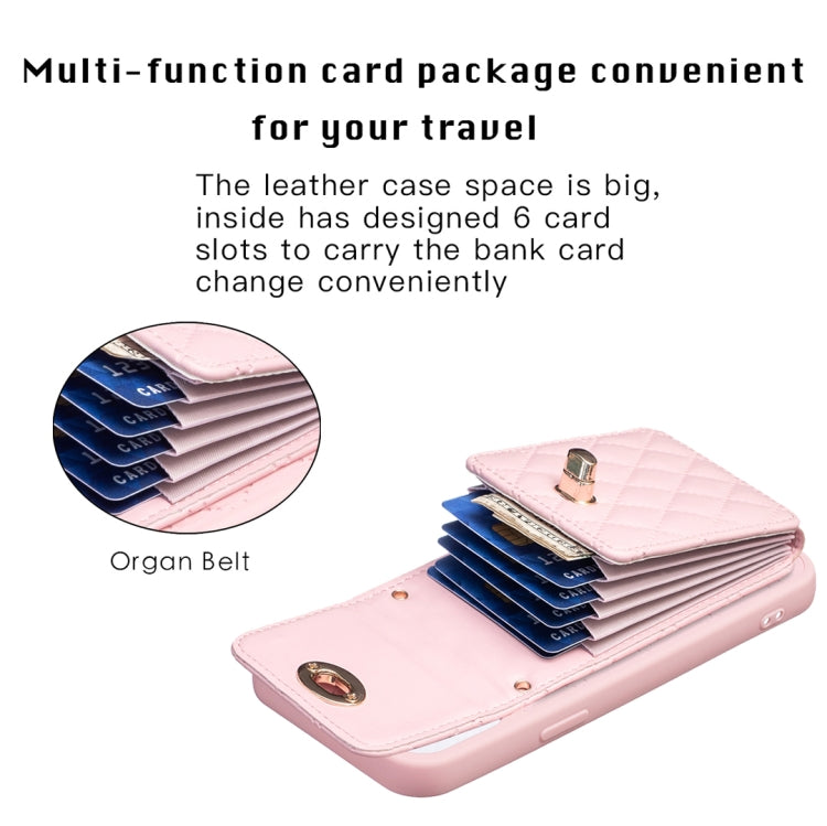 For iPhone 15 Pro Max Vertical Wallet Rhombic Leather Phone Case(Pink) - HoMEdemic™ 
