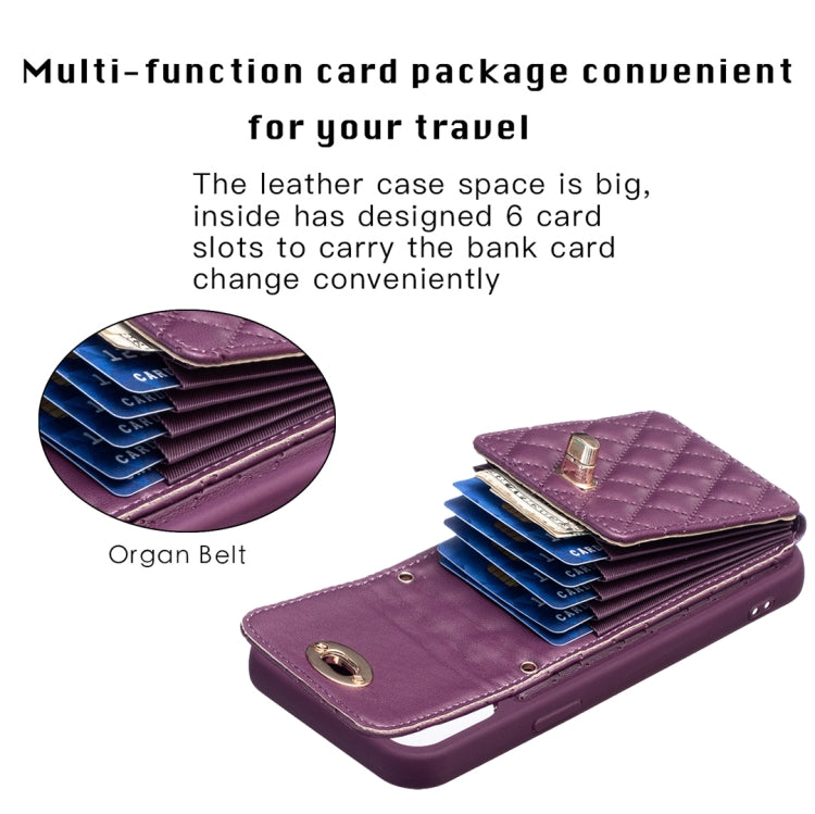 For iPhone 15 Pro Max Vertical Wallet Rhombic Leather Phone Case(Dark Purple) - HoMEdemic™ 