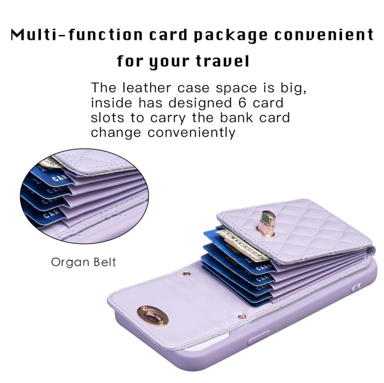 For iPhone 15 Pro Max Vertical Wallet Rhombic Leather Phone Case(Purple) - HoMEdemic™ 