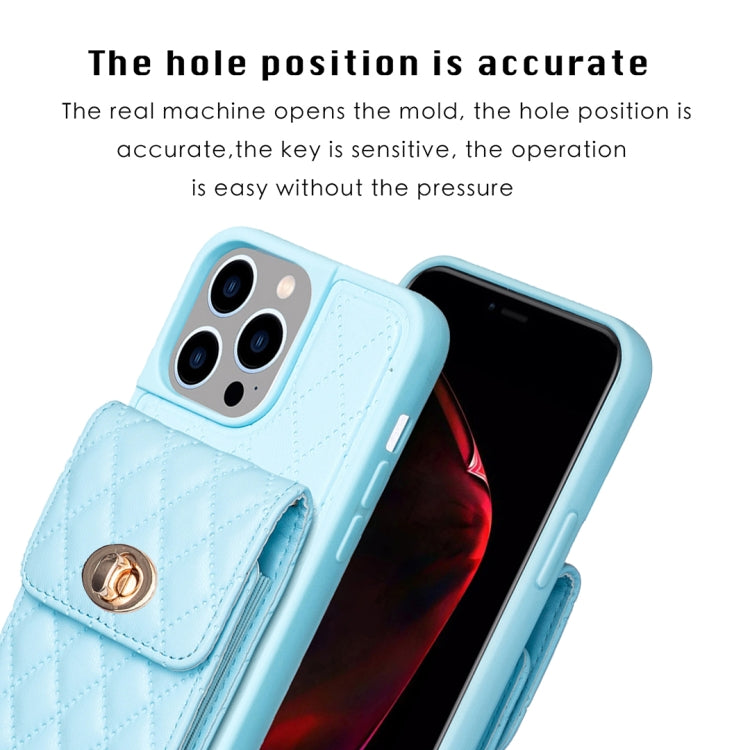 For iPhone 15 Pro Max Vertical Wallet Rhombic Leather Phone Case(Blue) - HoMEdemic™ 
