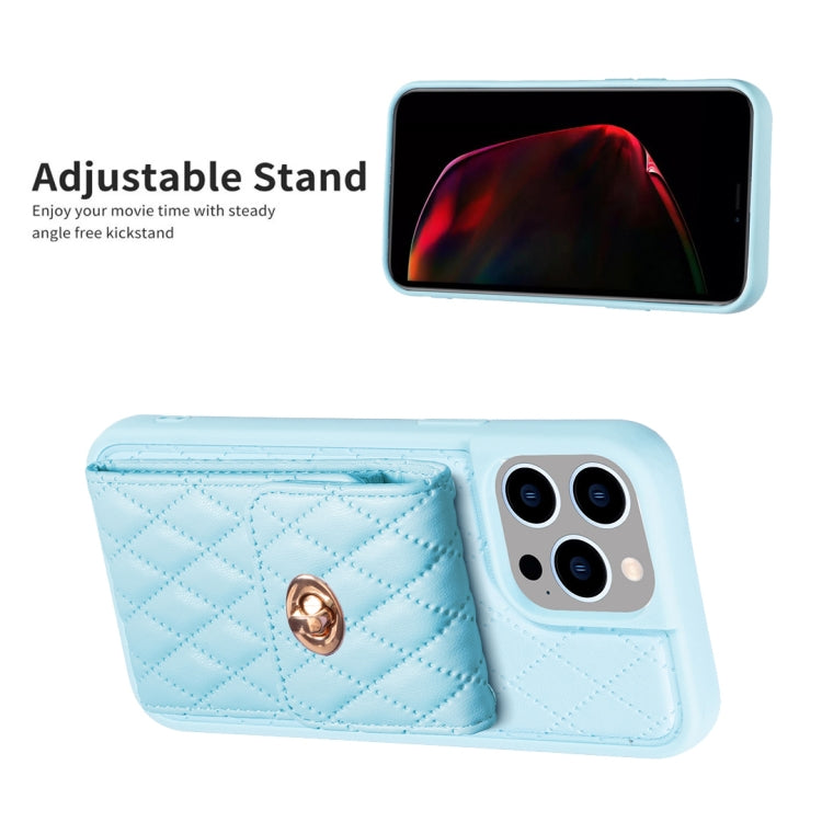 For iPhone 15 Pro Max Vertical Wallet Rhombic Leather Phone Case(Blue) - HoMEdemic™ 