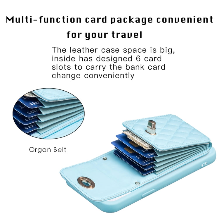 For iPhone 15 Pro Vertical Wallet Rhombic Leather Phone Case(Blue) - HoMEdemic™ 