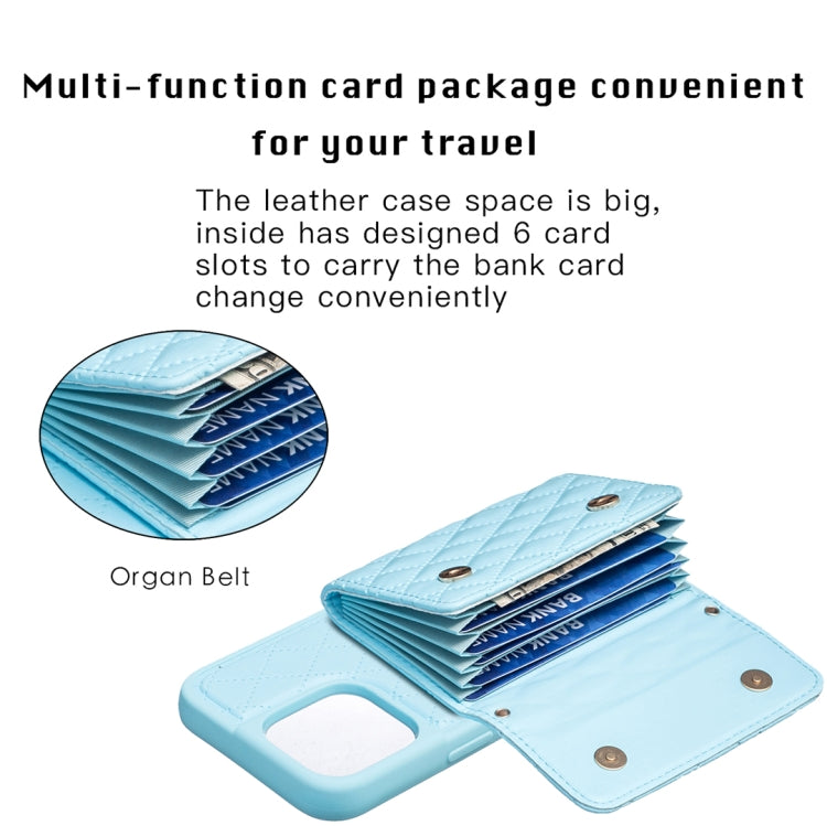 For iPhone 15 Pro Horizontal Wallet Rhombic Leather Phone Case(Blue) - HoMEdemic™ 