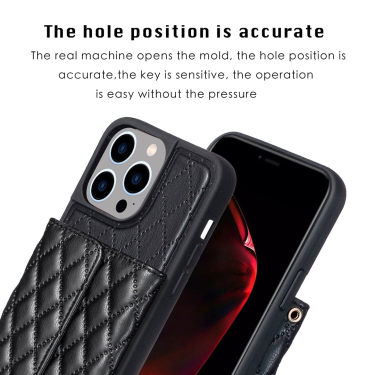 For iPhone 15 Pro Horizontal Wallet Rhombic Leather Phone Case(Black) - HoMEdemic™ 