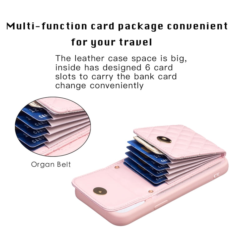 For iPhone 15 Pro Vertical Wallet Rhombic Leather Phone Case(Pink) - HoMEdemic™ 