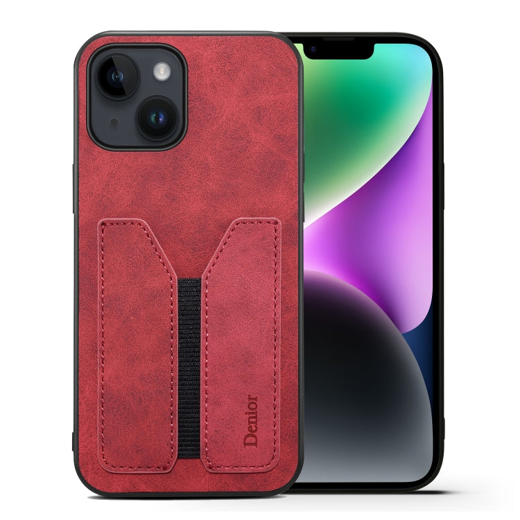 For iPhone 15 Plus Denior DV Elastic Card Slot PU Back Cover Phone Case(Red) - HoMEdemic™ 