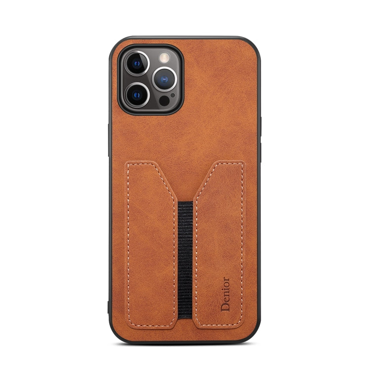For iPhone 15 Denior DV Elastic Card Slot PU Back Cover Phone Case(Brown) - HoMEdemic™ 