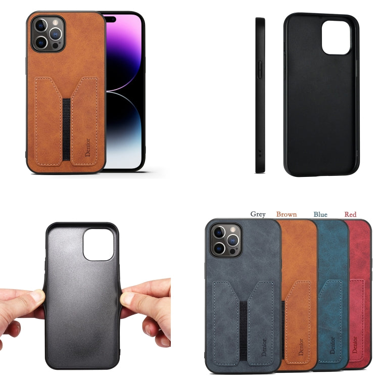 For iPhone 15 Denior DV Elastic Card Slot PU Back Cover Phone Case(Blue) - HoMEdemic™ 