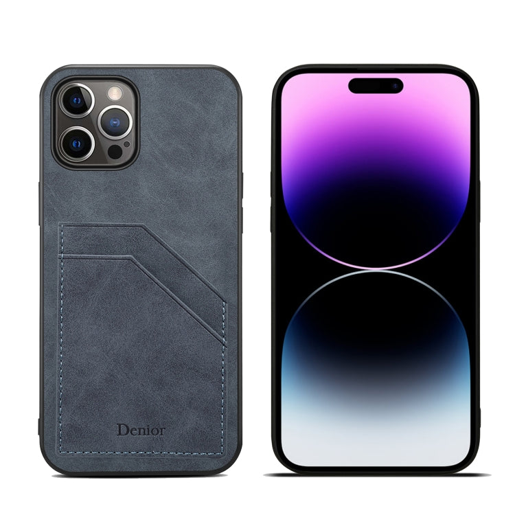 For iPhone 15 Pro Denior PU Dual Card Slot Back Cover Phone Case(Grey) - HoMEdemic™ 