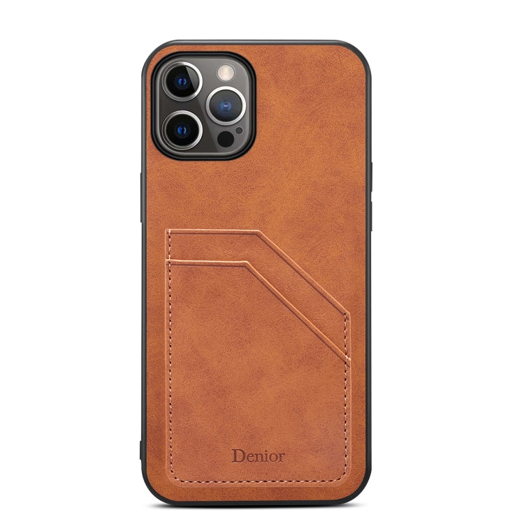 For iPhone 15 Denior PU Dual Card Slot Back Cover Phone Case(Brown) - HoMEdemic™ 
