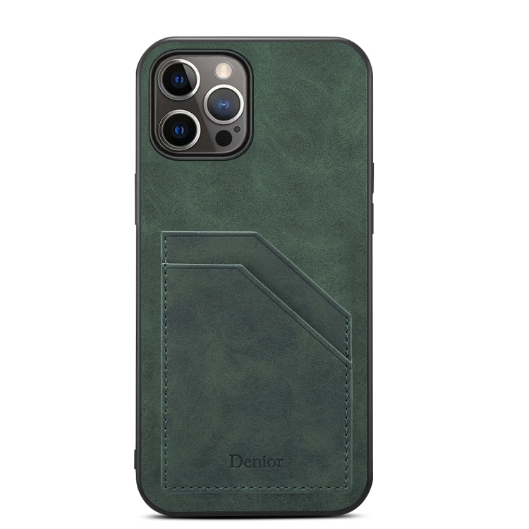 For iPhone 15 Denior PU Dual Card Slot Back Cover Phone Case(Green) - HoMEdemic™ 