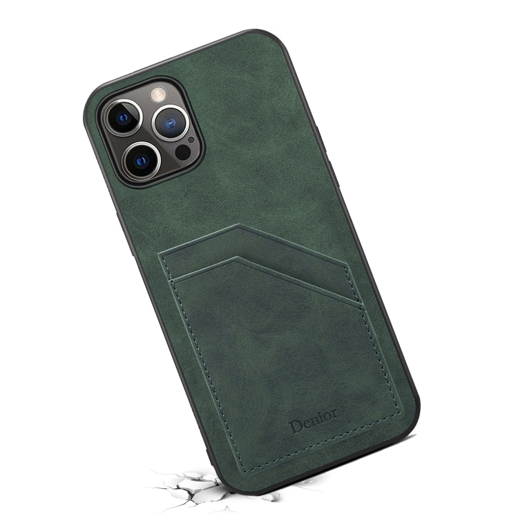 For iPhone 15 Denior PU Dual Card Slot Back Cover Phone Case(Green) - HoMEdemic™ 
