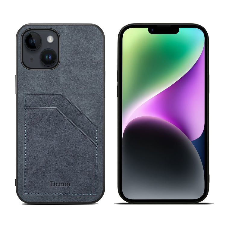 For iPhone 15 Denior PU Dual Card Slot Back Cover Phone Case(Grey) - HoMEdemic™ 